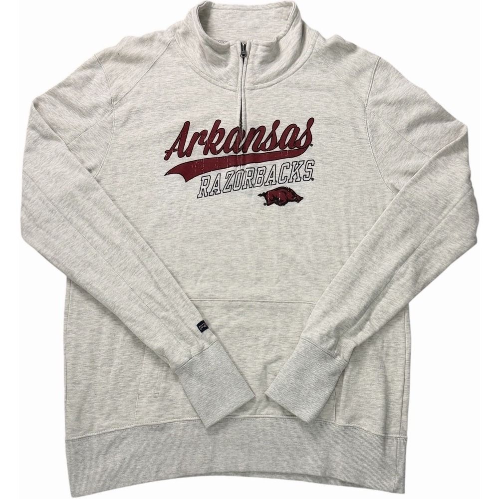 Jansport Arkansas Razorbacks 1/4 Zip Pullover Sweatshirt Oatmeal Size‎ 2XL NCAA